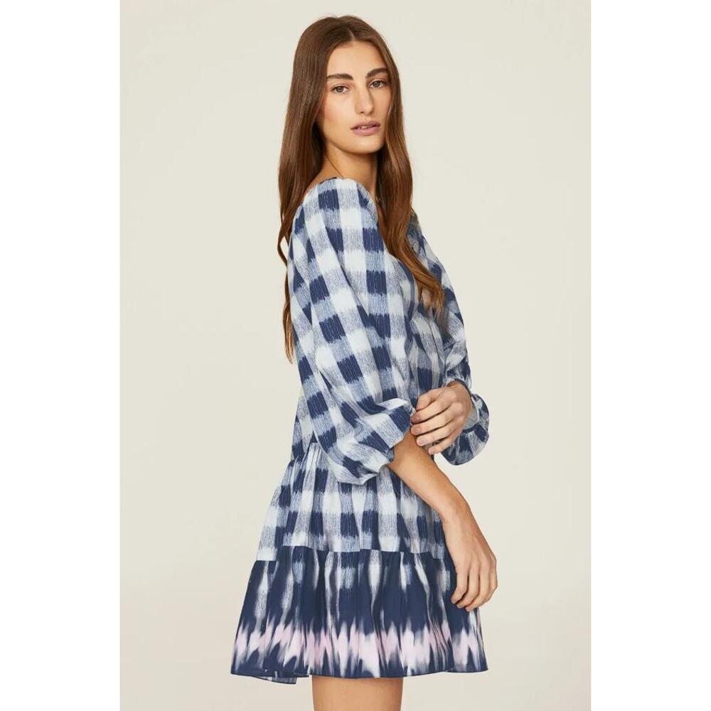 SACHIN & BABI Women's Kyle Gingham Dress Size S In Navy Blue/White - Picture 2 of 12